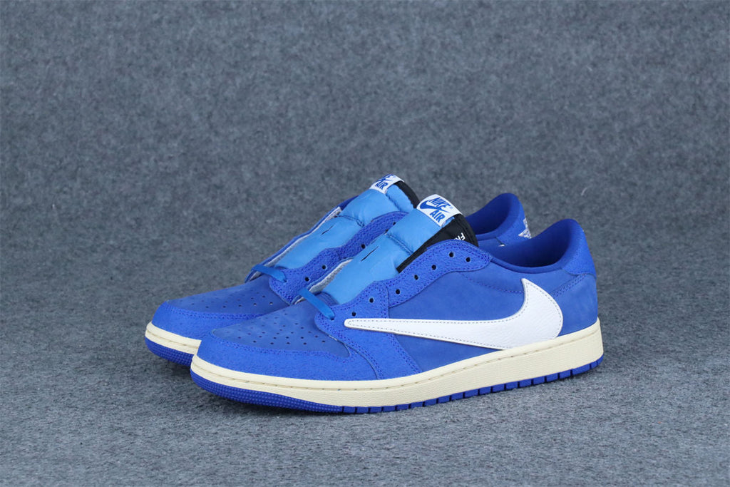 Custom Air Jordan 1 Retro Low OG SP x Fragment x Travis Scott 'Blue'