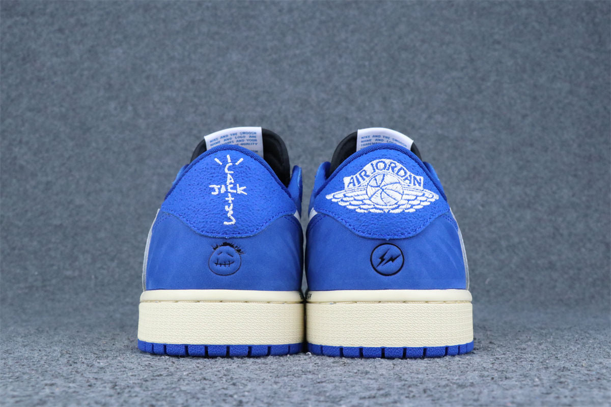 Custom Air Jordan 1 Retro Low OG SP x Fragment x Travis Scott 'Blue'