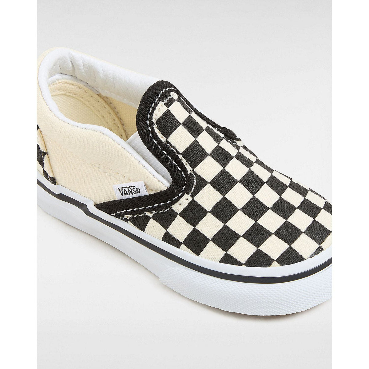 Vans Toddler Classic Slip-On Checkerboard Shoe in Black Off White