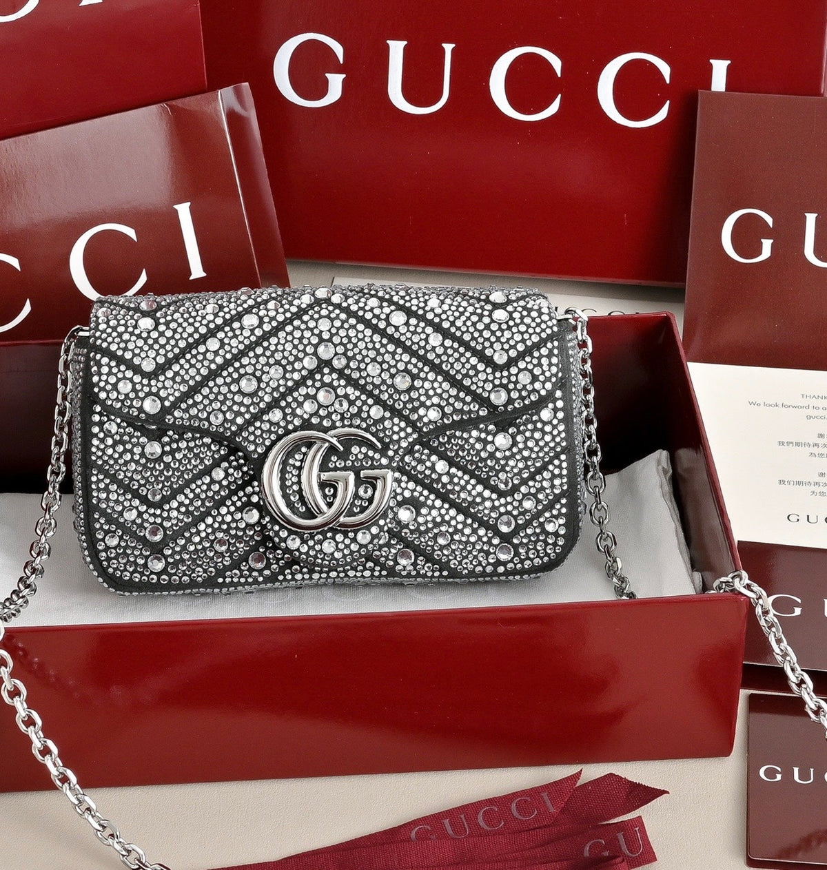 Gucci GG Marmont Crystal Mini Shoulder Bag-841290