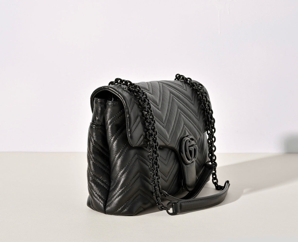 Gucci GG Marmont Pleated Calfskin Shoulder Bag-850676